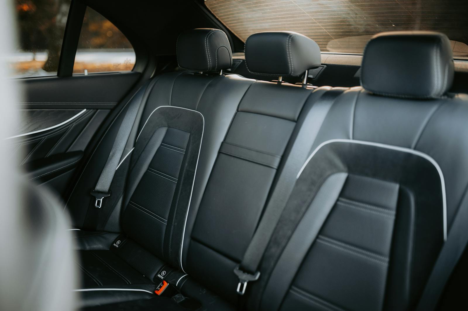 Luxury SUV black leather rear seats